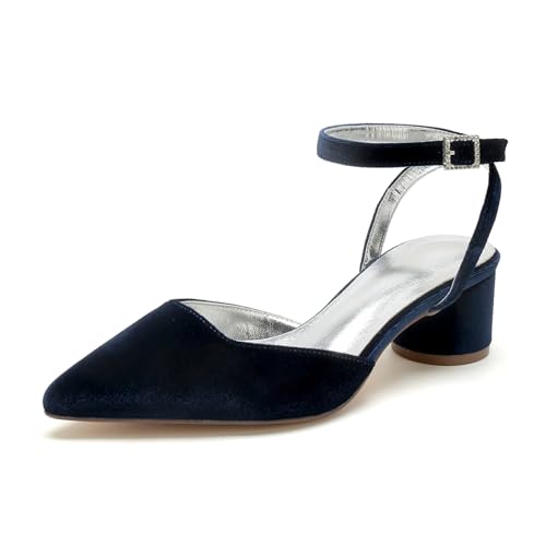 Hochzeit Schuhe Elegante Braut High Time Low Abshatt Block Absatz Brautjungfern Damen Slingback High Hat Schuhe 4.5Cm,Dark Blue,41 EU Hochzeit Schuhe Elegante Braut High Time Low Abshatt Block Absatz Brautjungfern Damen Slingback High Hat Schuhe 4.5Cm,Dark Blue,41 EU von Generic