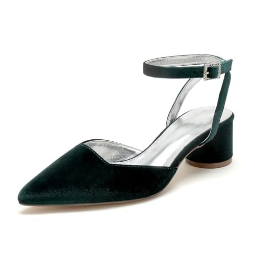 Hochzeit Schuhe Elegante Braut High Time Low Abshatt Block Absatz Brautjungfern Damen Slingback High Hat Schuhe 4.5Cm,Dark Green,41 EU Hochzeit Schuhe Elegante Braut High Time Low Abshatt Block Absatz Brautjungfern Damen Slingback High Hat Schuhe 4.5Cm,Dark Green,41 EU von Generic