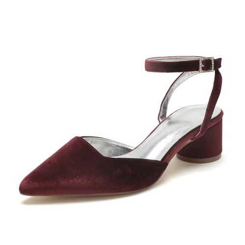 Hochzeit Schuhe Elegante Braut High Time Low Abshatt Block Absatz Brautjungfern Damen Slingback High Hat Schuhe 4.5Cm,Wine red,39 EU Hochzeit Schuhe Elegante Braut High Time Low Abshatt Block Absatz Brautjungfern Damen Slingback High Hat Schuhe 4.5Cm,Wine red,39 EU von Generic