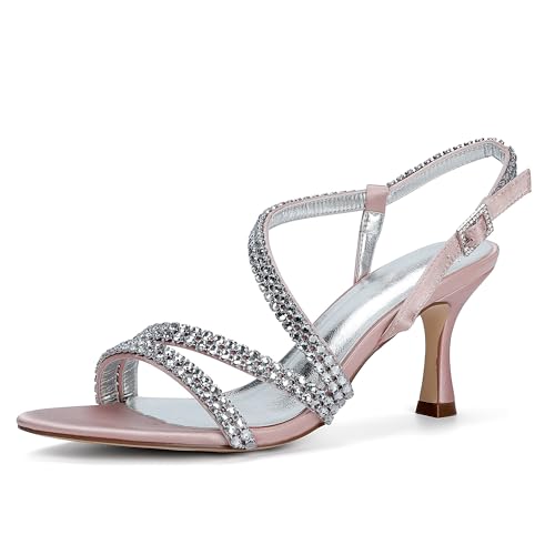 Hochzeit Schuhe Stiletto High Heels Damen Elegante Bridal High Abendsandalen7cm Brautschuhe,Bean Paste,42 EU von Generic