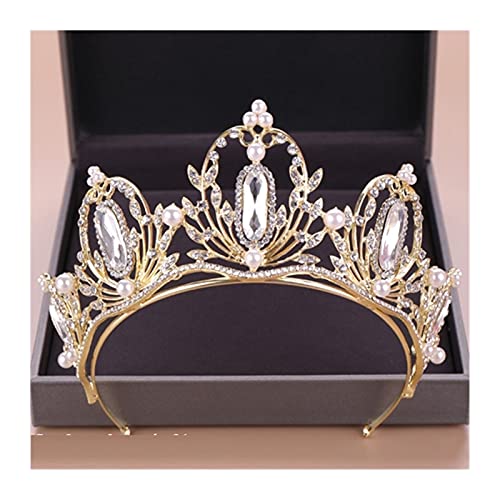 Hochzeitskrone Tiara Kristall Braut Haarschmuck Kristall Diademe & Kronen Hochzeit Gold Kopfschmuck Party Braut Haarschmuck von Generic