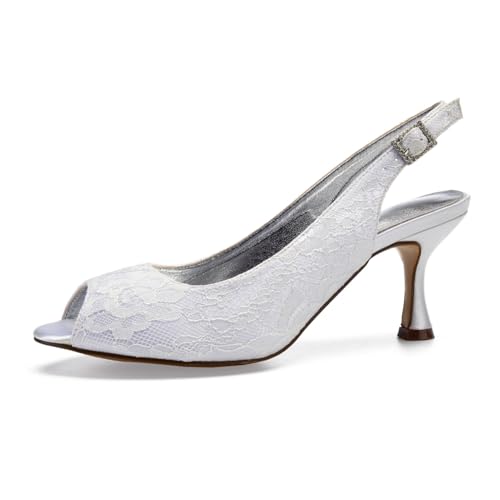 Hochzeitsschuhe Brautschuhe Damen Spitze mit offenem Sandalen High Heels Slingback Mittlerer Absätze Hochhackige Schuhe,Elfenbein,39 EU Hochzeitsschuhe Brautschuhe Damen Spitze mit offenem Sandalen High Heels Slingback Mittlerer Absätze Hochhackige Schuhe,Elfenbein,39 EU von Generic