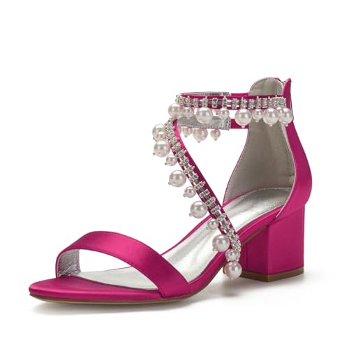 Hochzeitsschuhe Bridal Satin Perlen Lumpy Absätze Bridal High Sandals Brautschuhe Abendschuhe Party Kleid Schuhe 5.5Cm,Rose red,42 EU Hochzeitsschuhe Bridal Satin Perlen Lumpy Absätze Bridal High Sandals Brautschuhe Abendschuhe Party Kleid Schuhe 5.5Cm,Rose red,42 EU von Generic