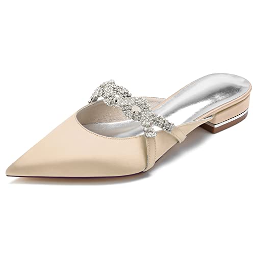 Hochzeitsschuhe Bridal Satin Slingback Flach Pointed Toe Brautschuhe Damen Party Kleid Schuhe 2.5Cm,Champagne,41 EU Hochzeitsschuhe Bridal Satin Slingback Flach Pointed Toe Brautschuhe Damen Party Kleid Schuhe 2.5Cm,Champagne,41 EU von Generic