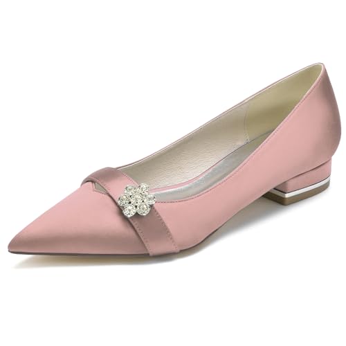 Hochzeitsschuhe Damen Ballerinas Pointed Toe Satin Flache Schuhe Slip on Bridal Flach 2.5Cm,Flesh pink,40 EU Hochzeitsschuhe Damen Ballerinas Pointed Toe Satin Flache Schuhe Slip on Bridal Flach 2.5Cm,Flesh pink,40 EU von Generic