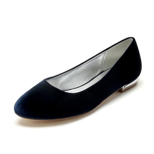 Hochzeitsschuhe Damen Bridal Flache Damen Classic Ballerinas Runde Zehe Schuhe Flache Schuhe 1.5Cm,Dark Blue,41 EU Hochzeitsschuhe Damen Bridal Flache Damen Classic Ballerinas Runde Zehe Schuhe Flache Schuhe 1.5Cm,Dark Blue,41 EU von Generic