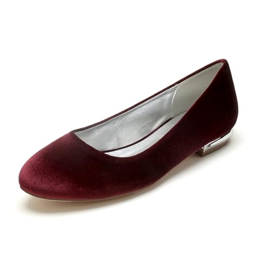 Hochzeitsschuhe Damen Bridal Flache Damen Classic Ballerinas Runde Zehe Schuhe Flache Schuhe 1.5Cm,Wine red,43 EU Hochzeitsschuhe Damen Bridal Flache Damen Classic Ballerinas Runde Zehe Schuhe Flache Schuhe 1.5Cm,Wine red,43 EU von Generic