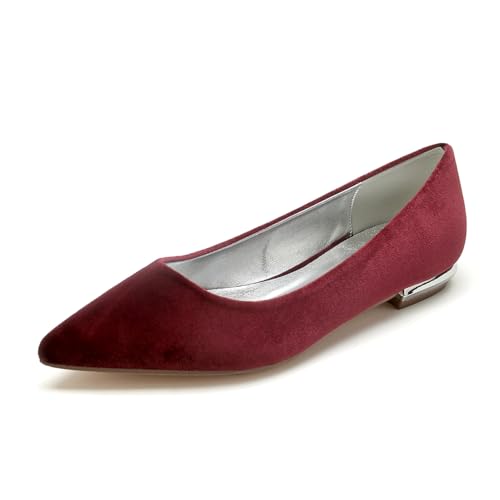 Hochzeitsschuhe Damen Hochzeit Flache Pointed Toe Ballerinas Schuhe Bridal Damen Flach Partei Abendschuhe 1.5Cm,Wine red,40 EU Hochzeitsschuhe Damen Hochzeit Flache Pointed Toe Ballerinas Schuhe Bridal Damen Flach Partei Abendschuhe 1.5Cm,Wine red,40 EU von Generic