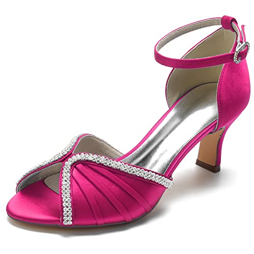 Hochzeitsschuhe Damen Low Heel Pumps Sandalen Bridal Peeptoe Kitten High Heels Low Abendschuhe 6.5Cm,Rose red,39 EU Hochzeitsschuhe Damen Low Heel Pumps Sandalen Bridal Peeptoe Kitten High Heels Low Abendschuhe 6.5Cm,Rose red,39 EU von Generic