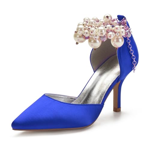 Hochzeitsschuhe Damen Pointed Toe Bridal Stiletto Heel High Perlen Heel Schuhe Abschlussball Abend Formale Party Schuhe 8Cm,Blau,37 EU Hochzeitsschuhe Damen Pointed Toe Bridal Stiletto Heel High Perlen Heel Schuhe Abschlussball Abend Formale Party Schuhe 8Cm,Blau,37 EU von Generic