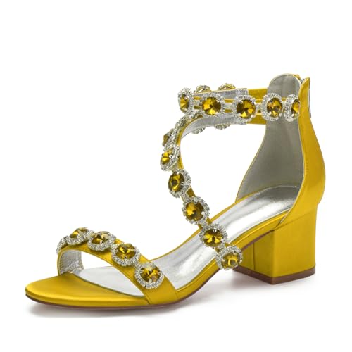 Hochzeitsschuhe Damen Sandalen Absatzsommerschuhe Bridal Damen Klassischer Low Heels Blockabsatz 5.5Cm Partei Abendschuhe,Gelb,38 EU Hochzeitsschuhe Damen Sandalen Absatzsommerschuhe Bridal Damen Klassischer Low Heels Blockabsatz 5.5Cm Partei Abendschuhe,Gelb,38 EU von Generic