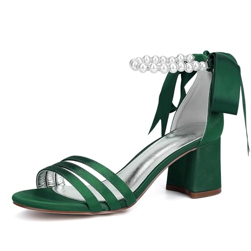 Hochzeitsschuhe Damen Sandalen Mit Hohen Absätzen Modische Sandalen Bridal Blockabsatz Offener Spitze Absatz 6.5Cm,Grün,37 EU Hochzeitsschuhe Damen Sandalen Mit Hohen Absätzen Modische Sandalen Bridal Blockabsatz Offener Spitze Absatz 6.5Cm,Grün,37 EU von Generic