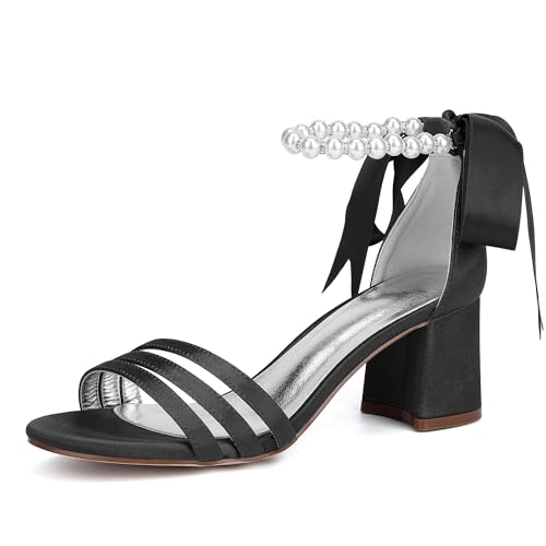 Hochzeitsschuhe Damen Sandalen Mit Hohen Absätzen Modische Sandalen Bridal Blockabsatz Offener Spitze Absatz 6.5Cm,Schwarz,39 EU Hochzeitsschuhe Damen Sandalen Mit Hohen Absätzen Modische Sandalen Bridal Blockabsatz Offener Spitze Absatz 6.5Cm,Schwarz,39 EU von Generic