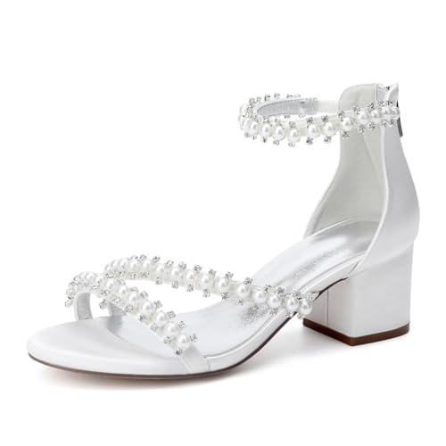 Hochzeitsschuhe Damen Sandalen Sommer Elegante Klassischer Blockabsatz Bridal High Heels 5.5Cm,Elfenbein,40 EU Hochzeitsschuhe Damen Sandalen Sommer Elegante Klassischer Blockabsatz Bridal High Heels 5.5Cm,Elfenbein,40 EU von Generic