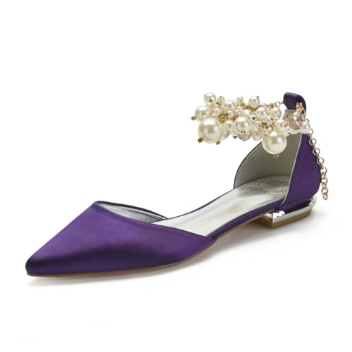 Hochzeitsschuhe Damen Satin Closed Ballerinas Brautschuhe Pointed Toe Partei Flache Schuhe 2Cm,Dark Purple,40 EU Hochzeitsschuhe Damen Satin Closed Ballerinas Brautschuhe Pointed Toe Partei Flache Schuhe 2Cm,Dark Purple,40 EU von Generic