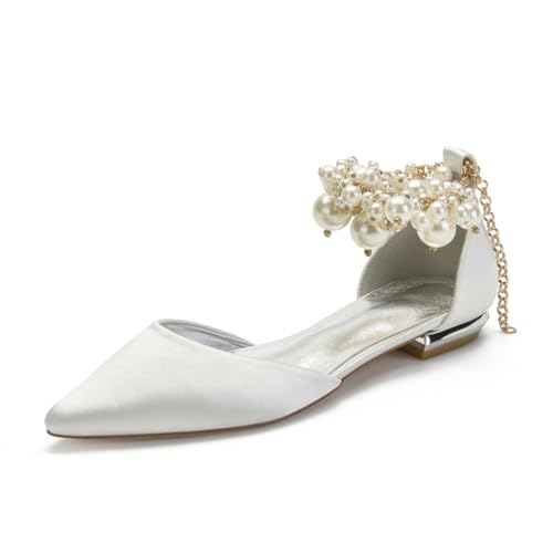 Hochzeitsschuhe Damen Satin Closed Ballerinas Brautschuhe Pointed Toe Partei Flache Schuhe 2Cm,Elfenbein,43 EU Hochzeitsschuhe Damen Satin Closed Ballerinas Brautschuhe Pointed Toe Partei Flache Schuhe 2Cm,Elfenbein,43 EU von Generic