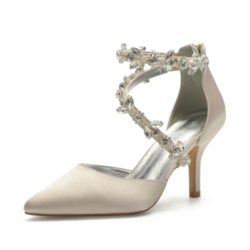 Hochzeitsschuhe Damen Satinoptik Pointed Toe Heel Bridal Stiletto High Heels Brautschuhe Partei Abendschuhe 8Cm,Champagne,40 EU Hochzeitsschuhe Damen Satinoptik Pointed Toe Heel Bridal Stiletto High Heels Brautschuhe Partei Abendschuhe 8Cm,Champagne,40 EU von Generic
