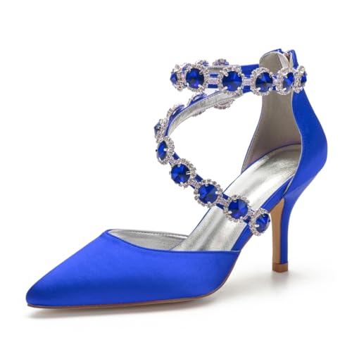 Hochzeitsschuhe Damen Spitz Zehen Brautschuhe Satinoptik High Heels Bridal Pfennigabsatz Partei Abendschuhe 8Cm,Blau,42 EU Hochzeitsschuhe Damen Spitz Zehen Brautschuhe Satinoptik High Heels Bridal Pfennigabsatz Partei Abendschuhe 8Cm,Blau,42 EU von Generic