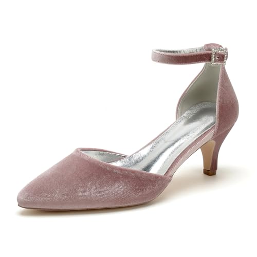 Hochzeitsschuhe Elegante Pumps Damen Zehenspitze Stilettoabsatz Low Heels Brautschuhe6cm,Rosa,42 EU von Generic