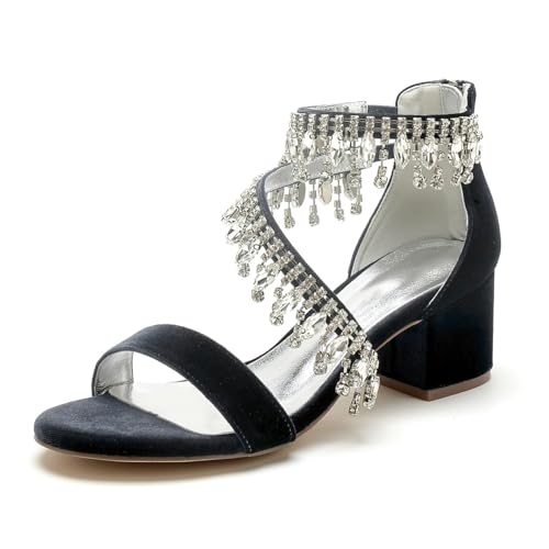 Hochzeitsschuhe Sandalen Damen Bridal Sommer Low Heel Peeptoes Chunky Heel High Heels Sandaletten 5.5Cm,Schwarz,43 EU Hochzeitsschuhe Sandalen Damen Bridal Sommer Low Heel Peeptoes Chunky Heel High Heels Sandaletten 5.5Cm,Schwarz,43 EU von Generic
