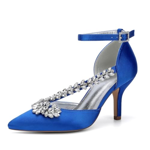Hochzeitsschuhe Stiletto High Heel Pumps High Spitze Zehen Abendschuhe Für Party Satin Brautschuhe 8Cm,Blau,42 EU Hochzeitsschuhe Stiletto High Heel Pumps High Spitze Zehen Abendschuhe Für Party Satin Brautschuhe 8Cm,Blau,42 EU von Generic