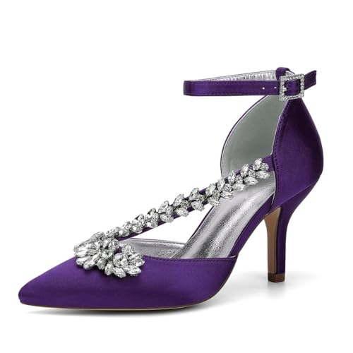 Hochzeitsschuhe Stiletto High Heel Pumps High Spitze Zehen Abendschuhe Für Party Satin Brautschuhe 8Cm,Dark Purple,43 EU Hochzeitsschuhe Stiletto High Heel Pumps High Spitze Zehen Abendschuhe Für Party Satin Brautschuhe 8Cm,Dark Purple,43 EU von Generic