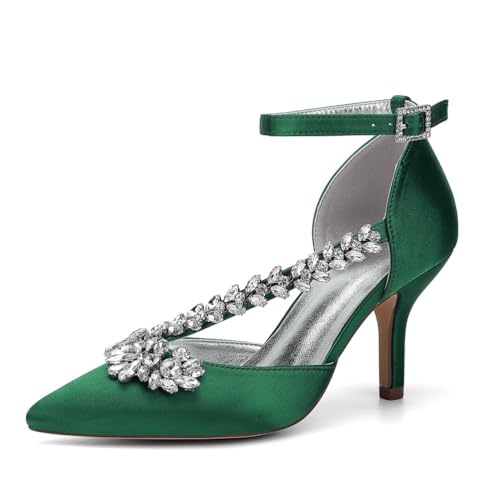 Hochzeitsschuhe Stiletto High Heel Pumps High Spitze Zehen Abendschuhe Für Party Satin Brautschuhe 8Cm,Grün,38 EU Hochzeitsschuhe Stiletto High Heel Pumps High Spitze Zehen Abendschuhe Für Party Satin Brautschuhe 8Cm,Grün,38 EU von Generic