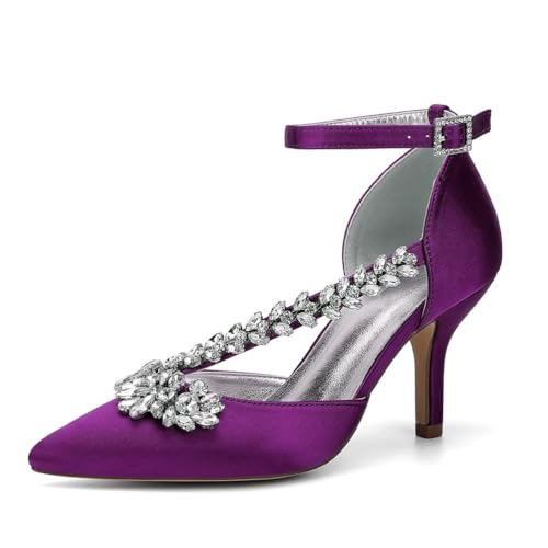 Hochzeitsschuhe Stiletto High Heel Pumps High Spitze Zehen Abendschuhe Für Party Satin Brautschuhe 8Cm,Lila,43 EU Hochzeitsschuhe Stiletto High Heel Pumps High Spitze Zehen Abendschuhe Für Party Satin Brautschuhe 8Cm,Lila,43 EU von Generic