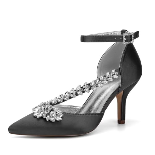 Hochzeitsschuhe Stiletto High Heel Pumps High Spitze Zehen Abendschuhe Für Party Satin Brautschuhe 8Cm,Schwarz,43 EU Hochzeitsschuhe Stiletto High Heel Pumps High Spitze Zehen Abendschuhe Für Party Satin Brautschuhe 8Cm,Schwarz,43 EU von Generic