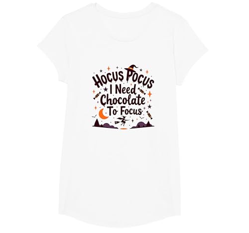 Hocus Pocus Ich Brauche Schokolade, um Mich zu konzentrieren T-Shirt, Girls, Weiß, XS von Generic