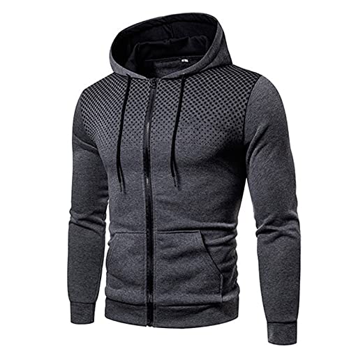 Hoddies Heeren Durchgehender Reißverschluss Kängurutasche Kapuzenpullover Hoody Tupfen Kordelzug Sweatshirt Sweatjacke Langarm Mit Kapuze Pullover Sweater Langarmshirt Sportshirt (grau,2XL) von Generic