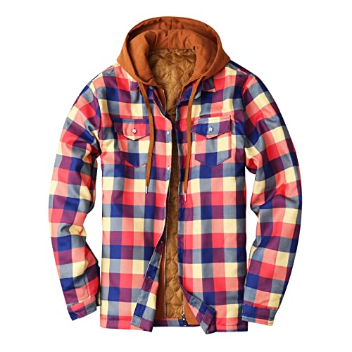 Holzfällerhemd Arbeitshemd Flanellhemd Jacke Kariert Thermohemd Gefüttert Arbeitshemd Hemdjacken Fleecefutter Schützendem Innenfutter Holzfällerhemd Freizeithemd (#A-Multicolor, L) von Generic