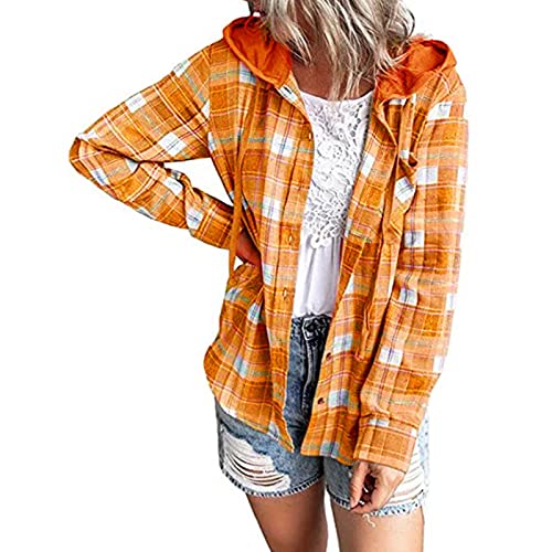 Holzfällerhemd Damen Hemd Langarm Hemdjacke Holzfällerjacke Oversized Hemdbluse Flanellhemd Button Down Karierte Jacke Freizeitjacke Y2K Lose Revers Blusen von Generic