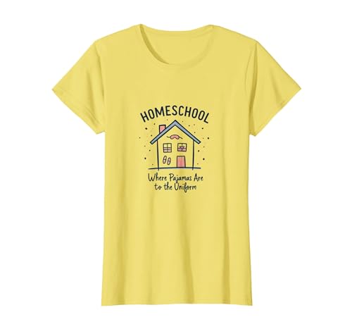 Homeschool Mom: Pyjamas Are The Uniform Lustiges Zitat T-Shirt, Damen, Gelb, L von Generic