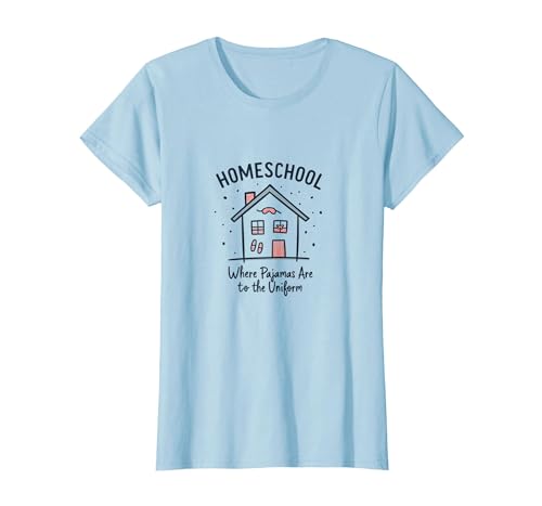 Homeschool Mom: Pyjamas Are The Uniform Lustiges Zitat T-Shirt, Damen, Himmelblau, L von Generic