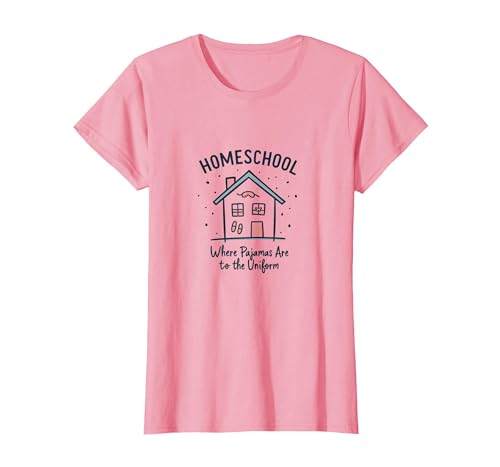 Homeschool Mom: Pyjamas Are The Uniform Lustiges Zitat T-Shirt, Damen, Rosa, L von Generic