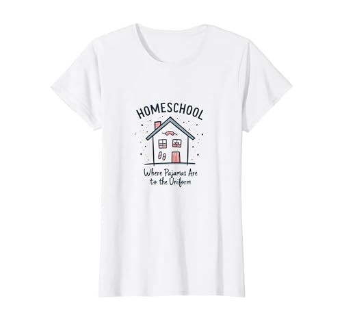 Homeschool Mom: Pyjamas Are The Uniform Lustiges Zitat T-Shirt, Damen, Weiß, L von Generic