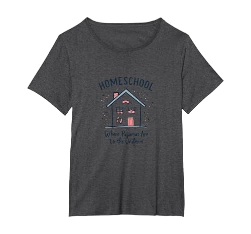 Homeschool Mom: Pyjamas Are The Uniform Lustiges Zitat T-Shirt, Damen Große Größen, Anthrazit Meliert, 5X von Generic