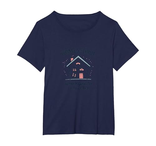 Homeschool Mom: Pyjamas Are The Uniform Lustiges Zitat T-Shirt, Damen Große Größen, Marineblau, 2X von Generic