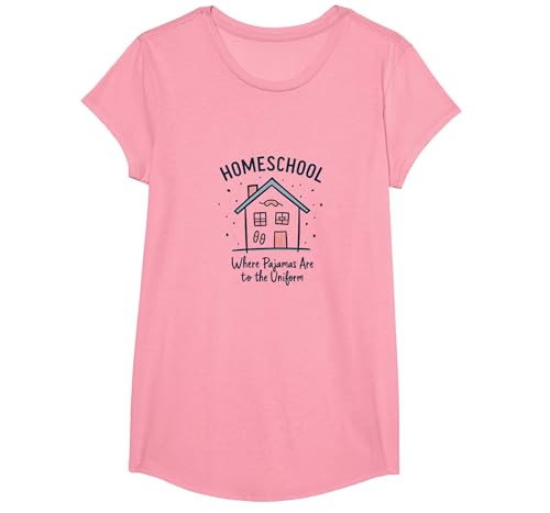 Homeschool Mom: Pyjamas Are The Uniform Lustiges Zitat T-Shirt, Girls, Rosa, L von Generic