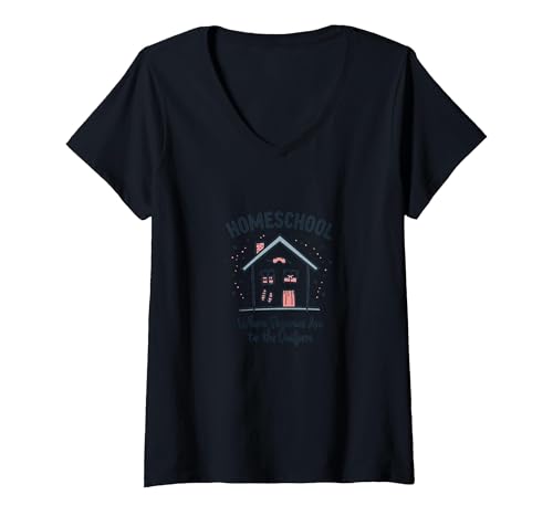 Homeschool Mom: Pyjamas Are The Uniform Lustiges Zitat T-Shirt mit V-Ausschnitt, Damen, Schwarz, XL von Generic