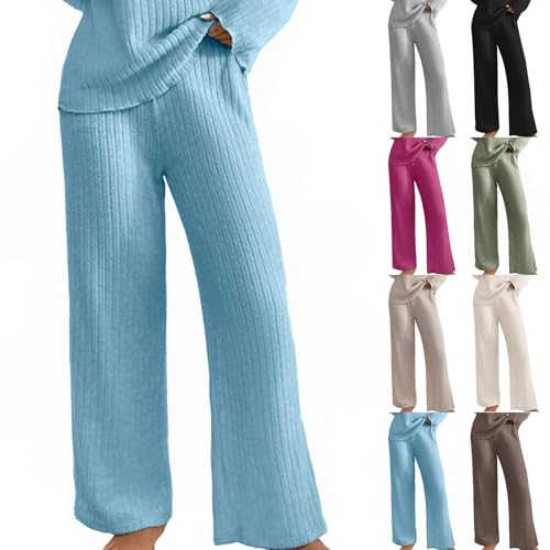 Homewear Hose Damen Strick, Strickhose Damen Winter Gerippt High Waist Weites Bein Lange Rippenstrick Freizeithose Lockere Einfarbig Stoffhose Lässig Ribbed Straight Leg Pants Trousers Homewear Hose Damen Strick, Strickhose Damen Winter Gerippt High Waist Weites Bein Lange Rippenstrick Freizeithose Lockere Einfarbig Stoffhose Lässig Ribbed Straight Leg Pants Trousers von Generic