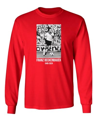 Hommage an die Beckenbauer Fußballlegende 1945-2024 Langarm-T-Shirt (Rot, X-Large) von Generic