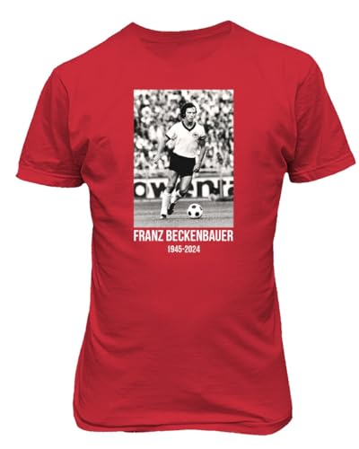 Hommage an die Beckenbauer Fußballlegende 1945-2024 Unisex-T-Shirt (Rot, X-Large) von Generic