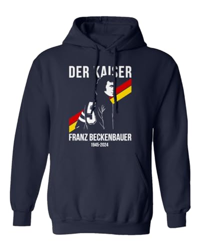 Hommage an die Fußballlegende Beckenbauer Der Kaiser Unisex-Sweatshirt mit Kapuze (Marineblau, Klein) von Generic