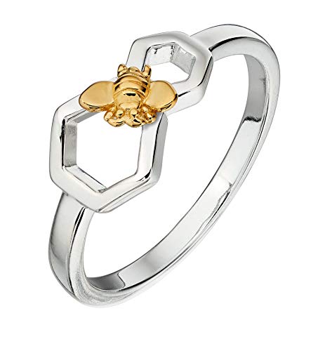 Honigkuchen und Bienen-Silber und gelber Goldflachring, 925 Sterling Silber von Generic