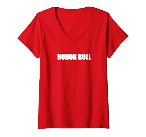Honor Roll T-Shirt mit V-Ausschnitt, Damen, Rot, L von Generic