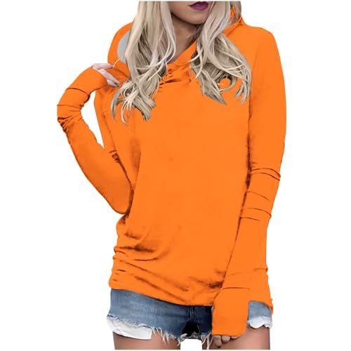 Hoodie Damen Einfarbig Kapuzenpullover Langarm Kapuzenpulli mit Daumenloch Slim Passform Blusetop Lässige Teenager Mädchen Oberteile Autumn Winter Basic Bluse Wanderbluse Sportshirt von Generic