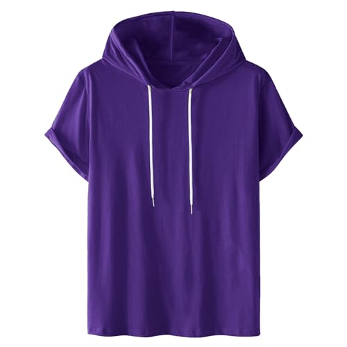 Hoodie Damen Kurzarm Einfarbig Kapuzenpullover Modische Sweatshirt Mit Kapuze Locker Kapuzenpulli Plus Size Hoody Oberteile Bequem Baumwolle Bluse Sommer Klassisch Tops Sportshirt Sommershirts von Generic