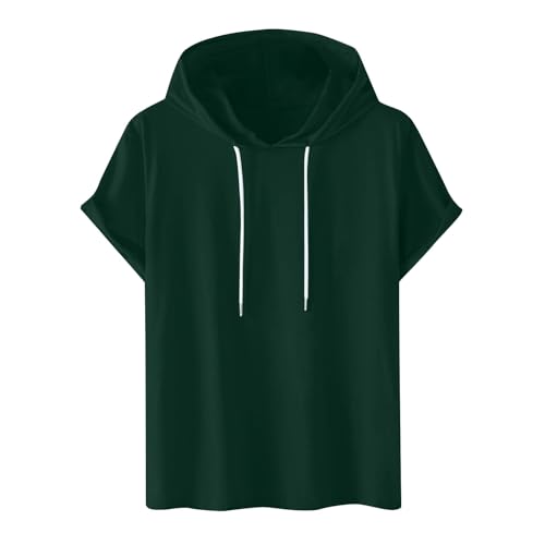 Hoodie Damen Kurzarm Einfarbig Kapuzenpullover Modische Sweatshirt Mit Kapuze Locker Kapuzenpulli Plus Size Hoody Oberteile Bequem Baumwolle Bluse Sommer Klassisch Tops Sportshirt Sommershirts von Generic